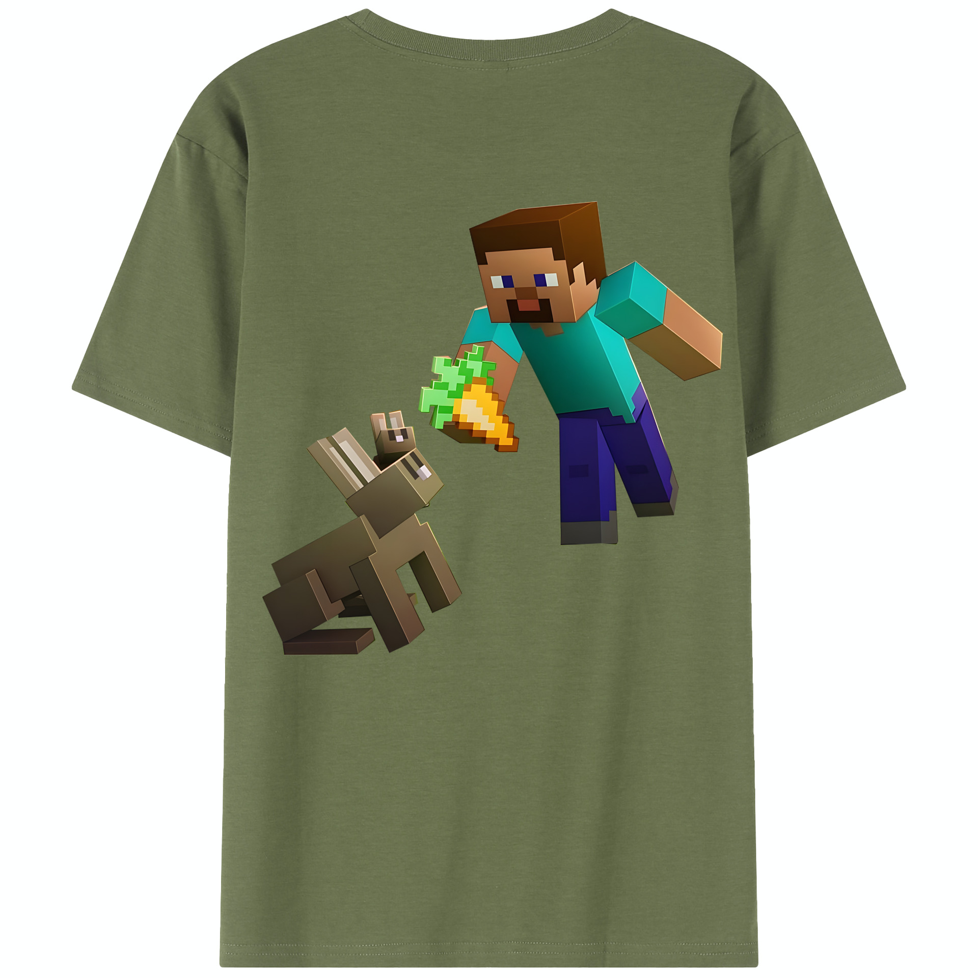 （画像用） マインクラフト ブロックの世界 Minecraft MC Block world 綿100％半袖Tシャツ（背面プリント）